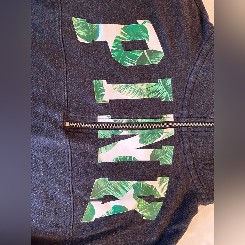 PINK Victoria's Secret Grey Tropical Print Sweater - Picture 2 of 4